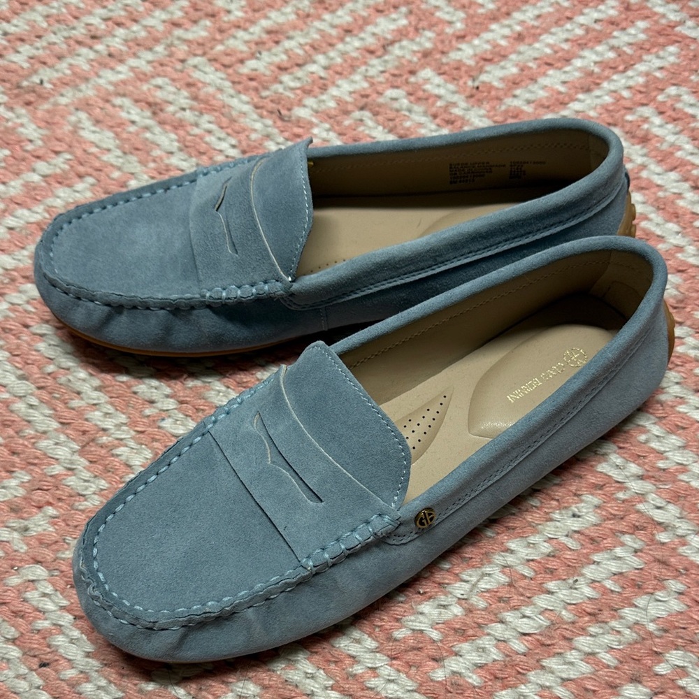 Giani Bernini Light Blue Suede Penny Loafers for Women
